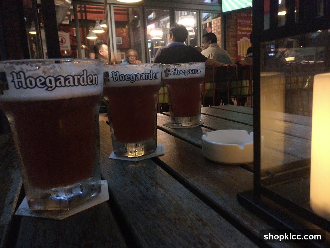 Hoegaarden Beer Glasses at a Bar