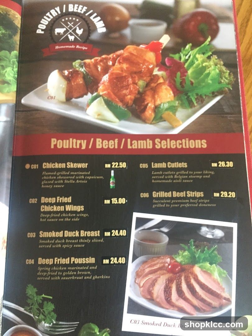 Poultry / Beef / Lamb Selections Menu