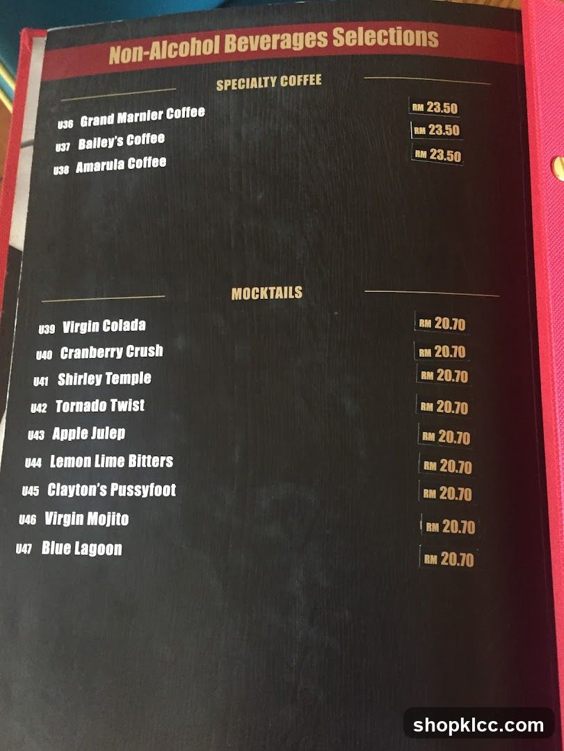 Non-Alcohol Beverages Selections