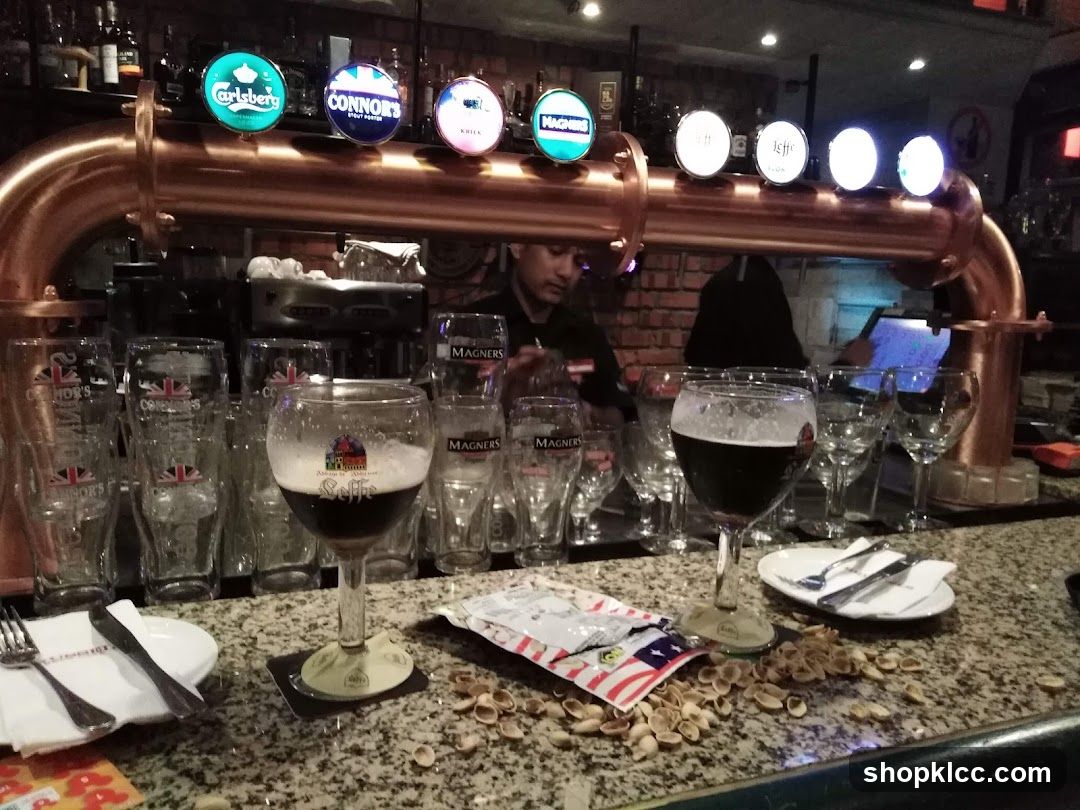 Bar Interior with Beer Taps and Glasses