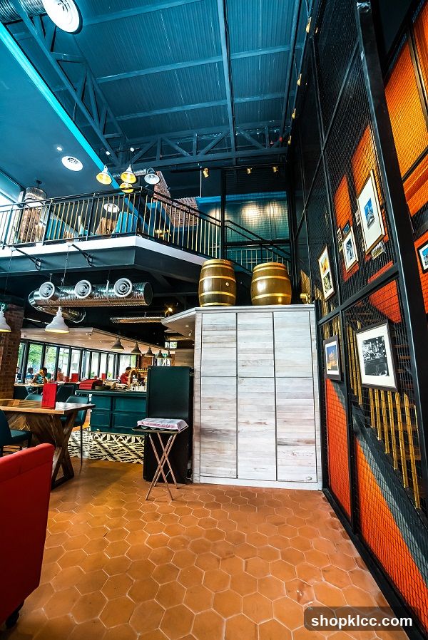 Industrial Interior with Barrels and Framed Art