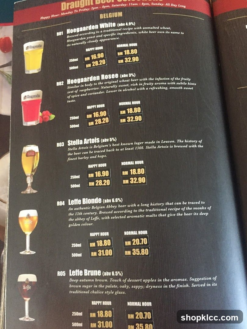 Draught Beer Menu