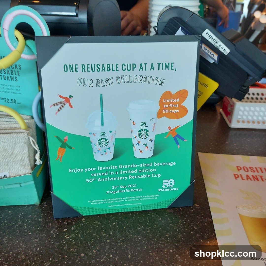 Starbucks 50th Anniversary Reusable Cup Display