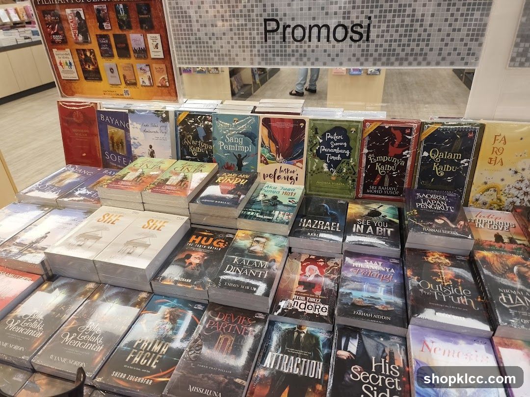 Bookstore display with promotional books