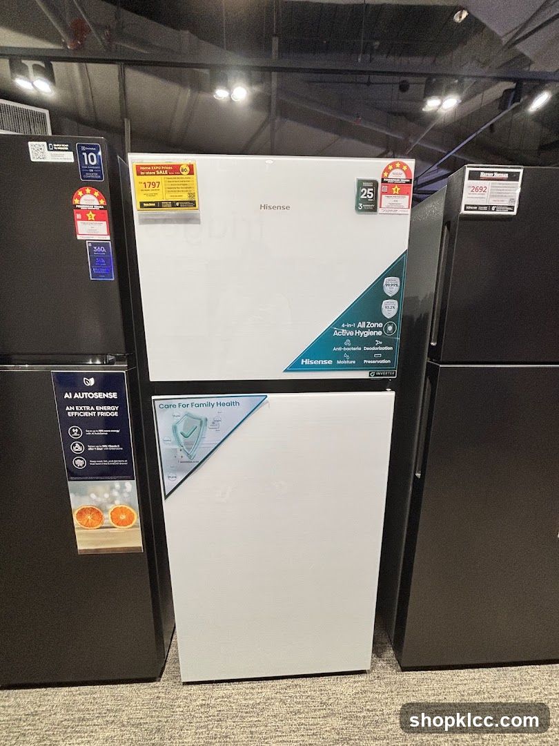 Refrigerators on display