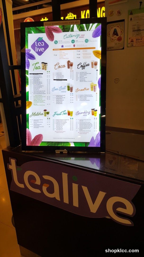 Tealive Menu Board