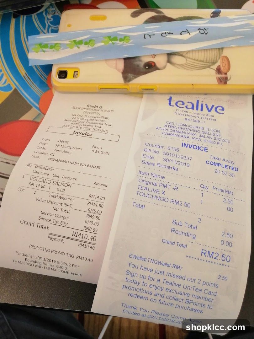 Tealive Receipt and Phone Case