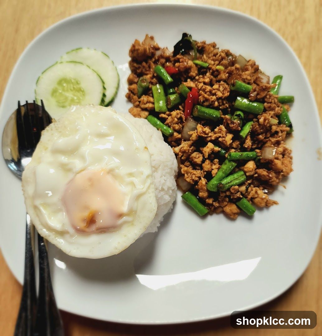 Thai Basil Chicken with Rice and Fried Egg