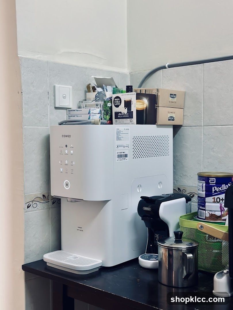 Kitchen Counter with Water Dispenser and Coffee Maker
