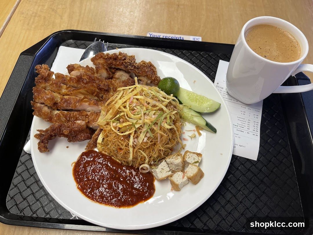 Fried Chicken with Noodles and Coffee