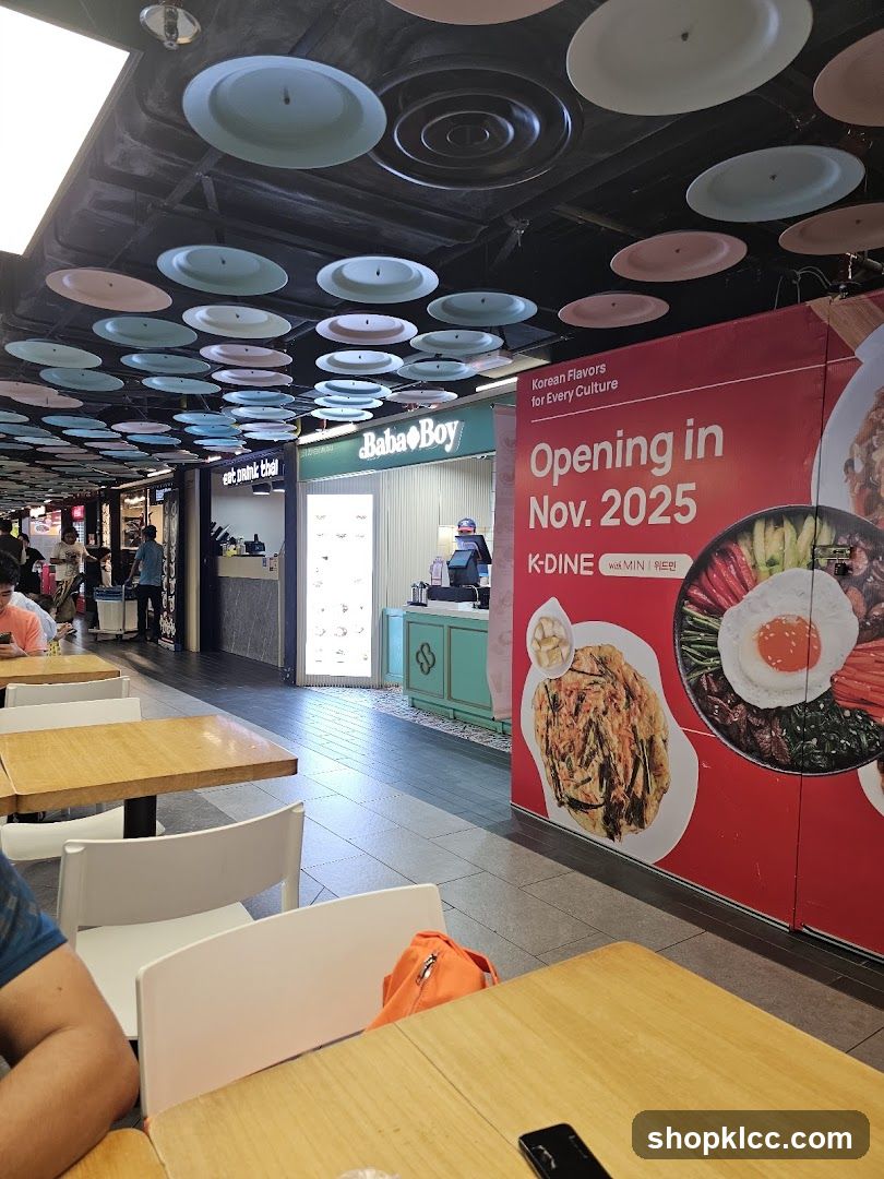 Food Court with Korean Restaurant Advertisement