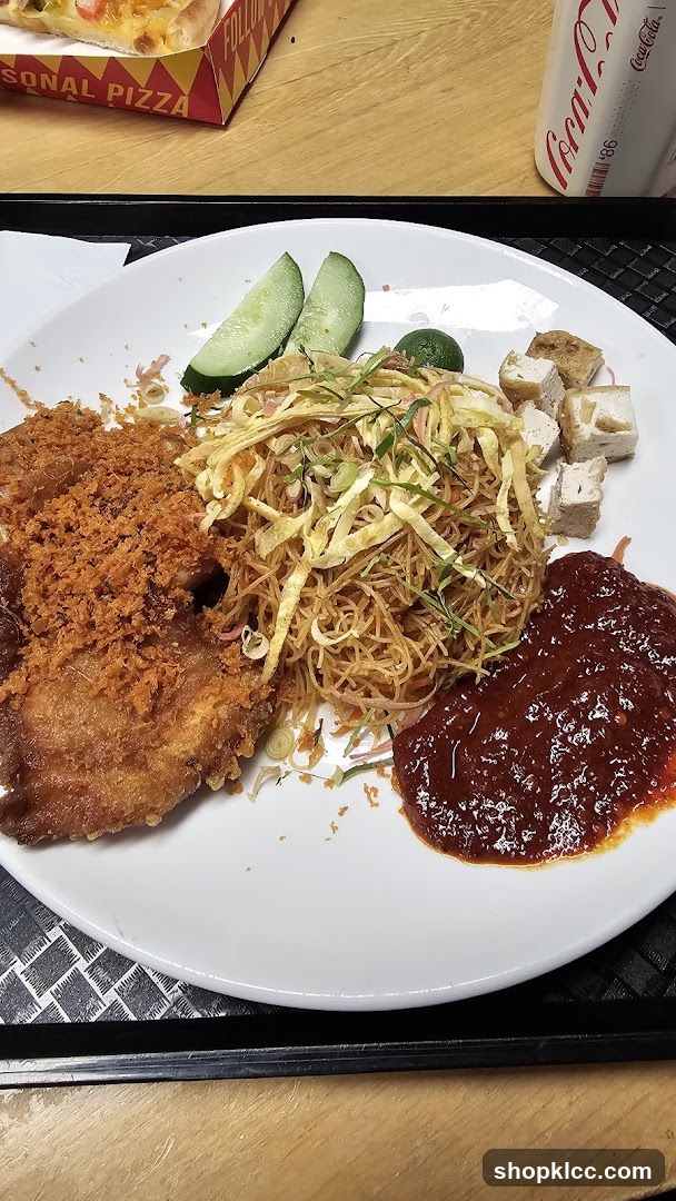 Fried Chicken with Noodles and Sambal