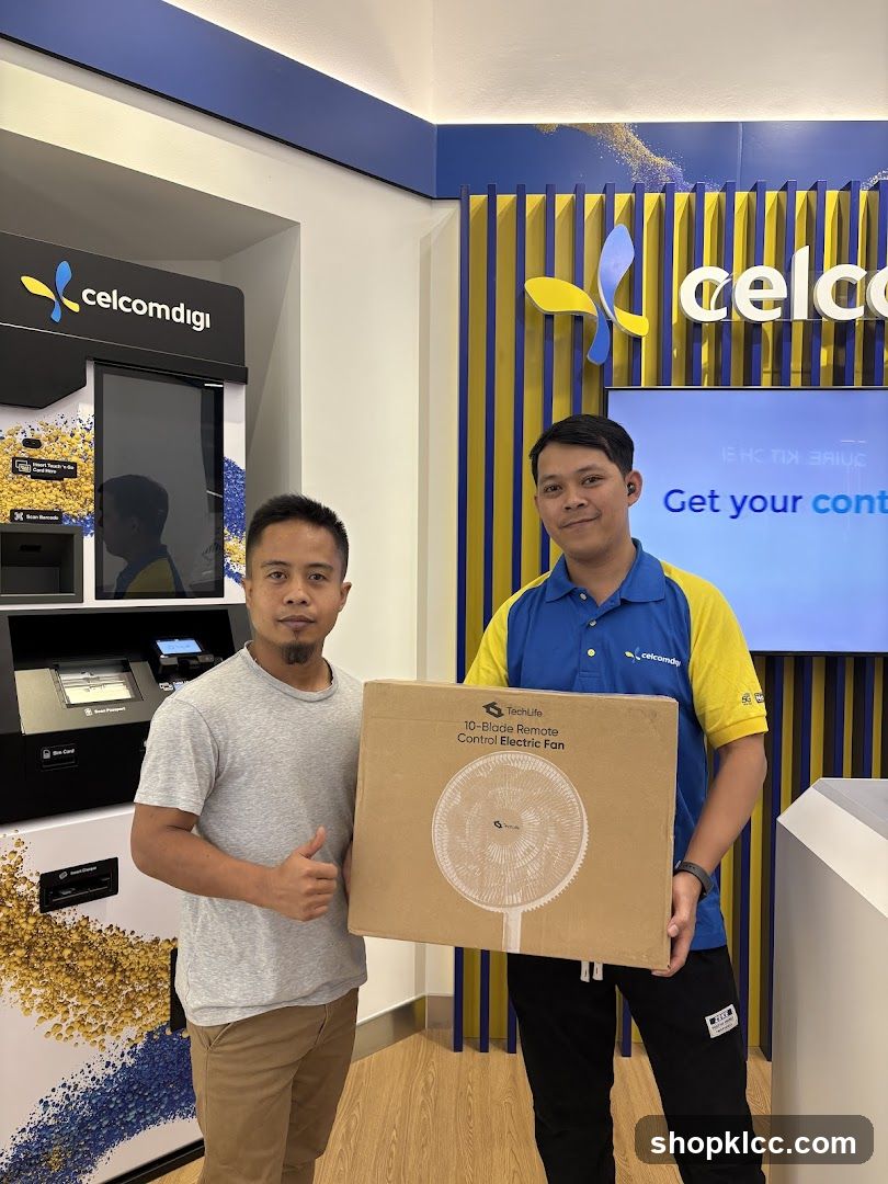 Customer receiving a fan