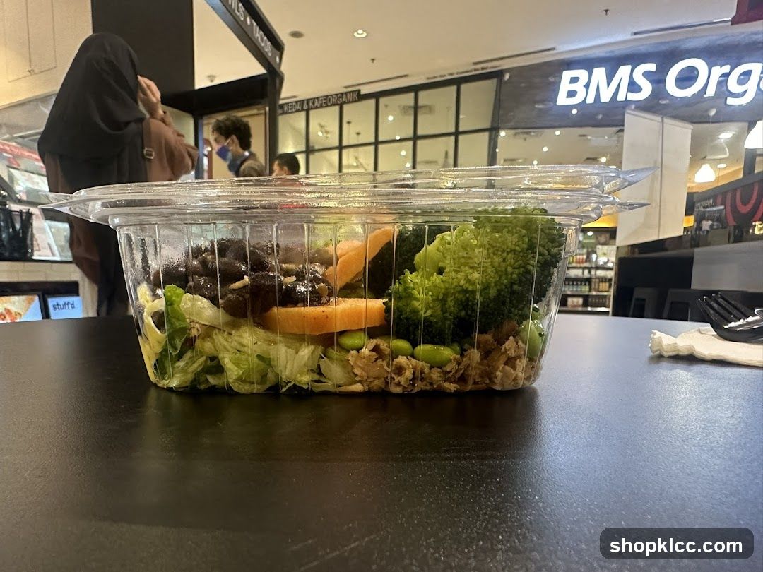 Salad in a plastic container