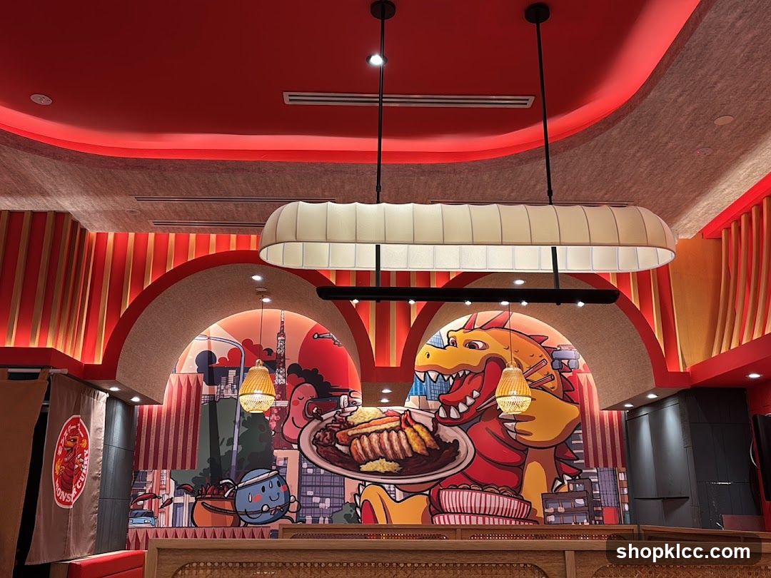 Restaurant Interior with Dragon Mural