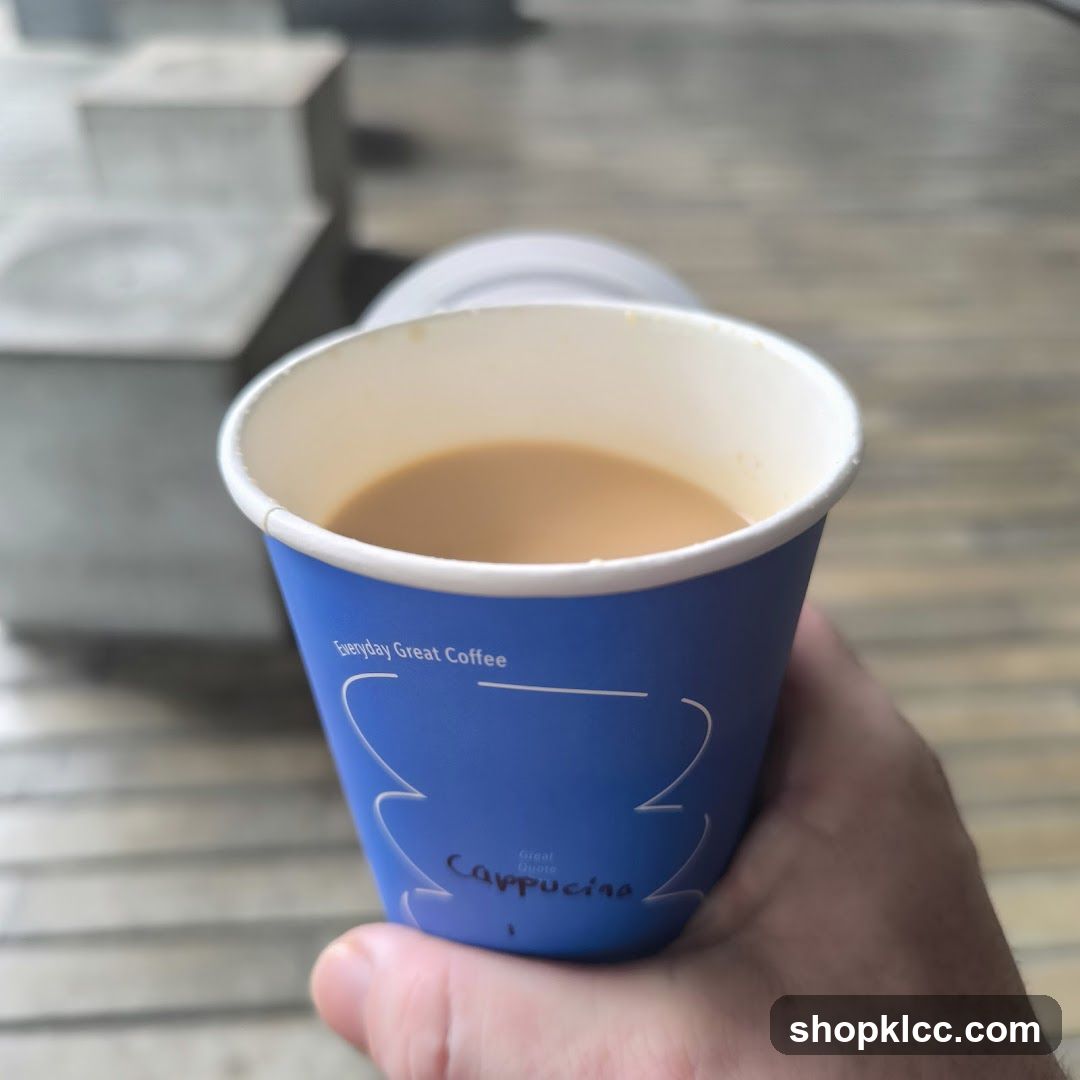 Cappuccino in a blue cup