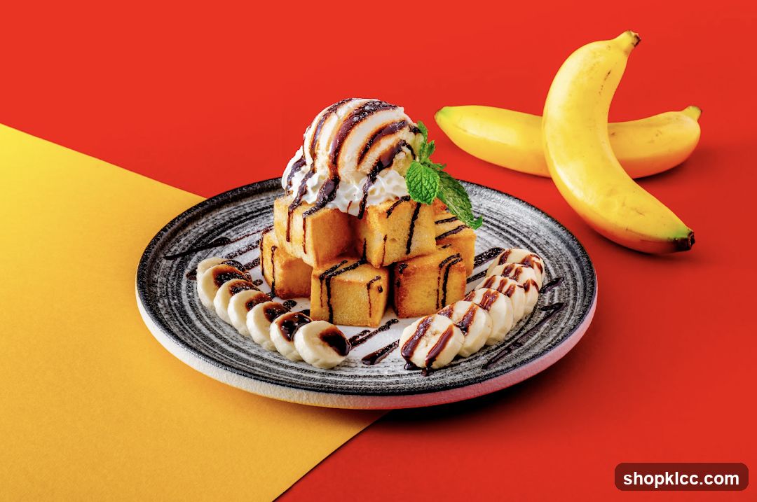 Honey Toast with Bananas and Ice Cream