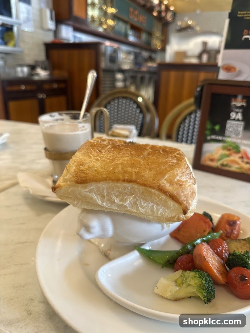 Puff Pastry Dish with Vegetables and Coffee