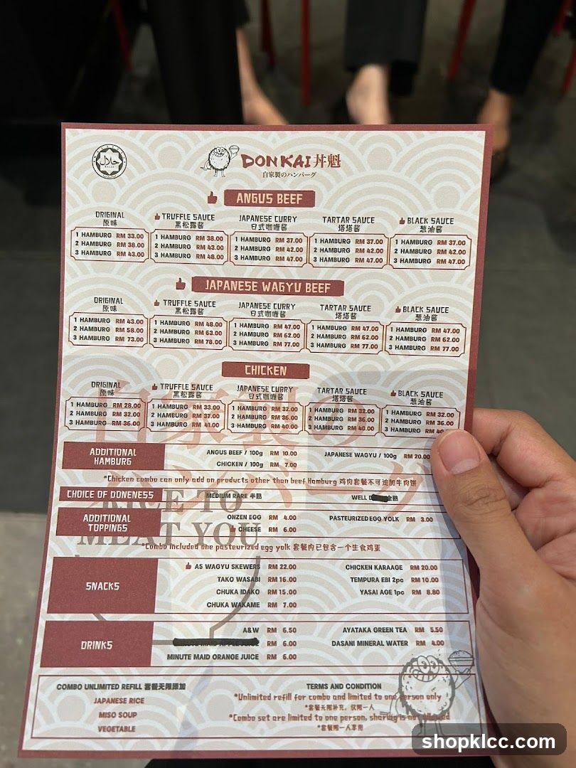DON KAI Menu