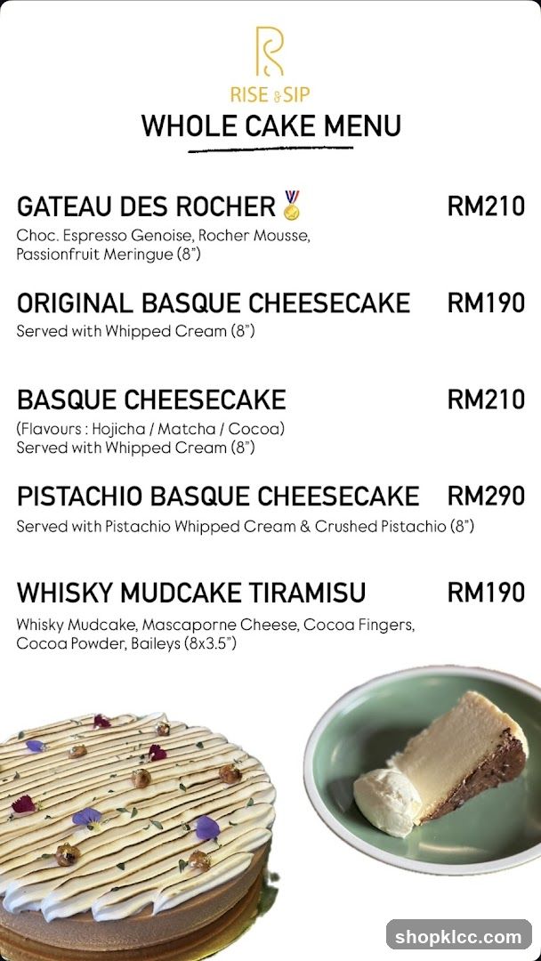 WHOLE CAKE MENU
