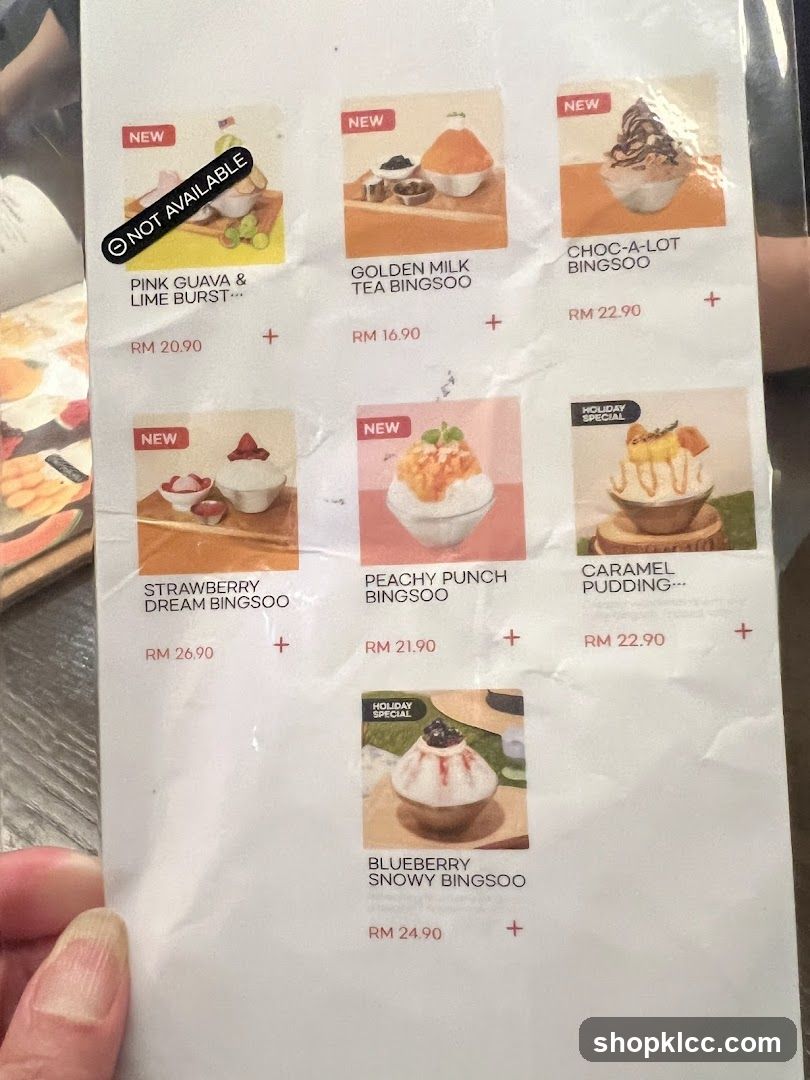 Bingsu Menu