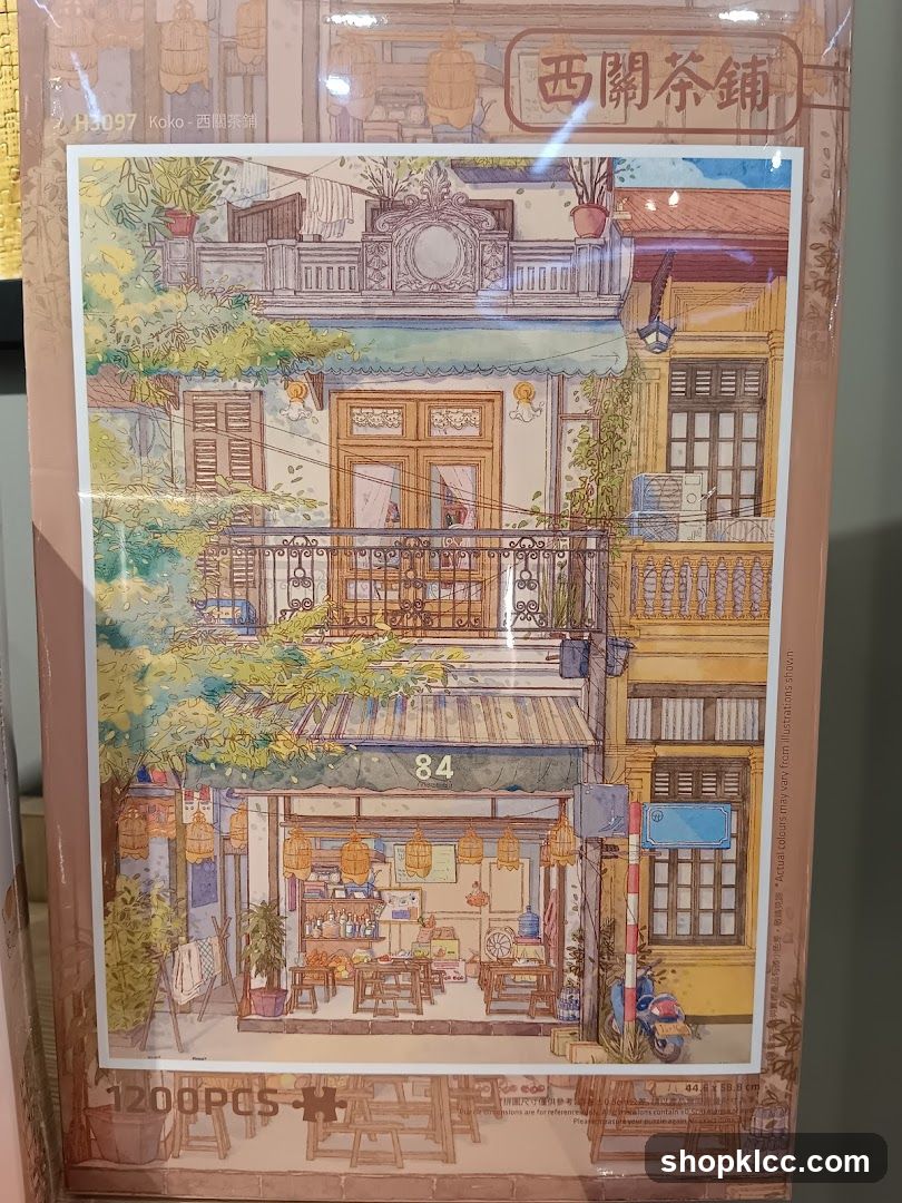 Puzzle Box with Tea Shop Illustration