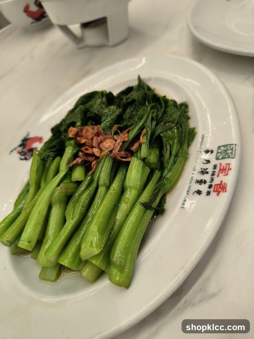 Steamed Greens with Fried Shallots