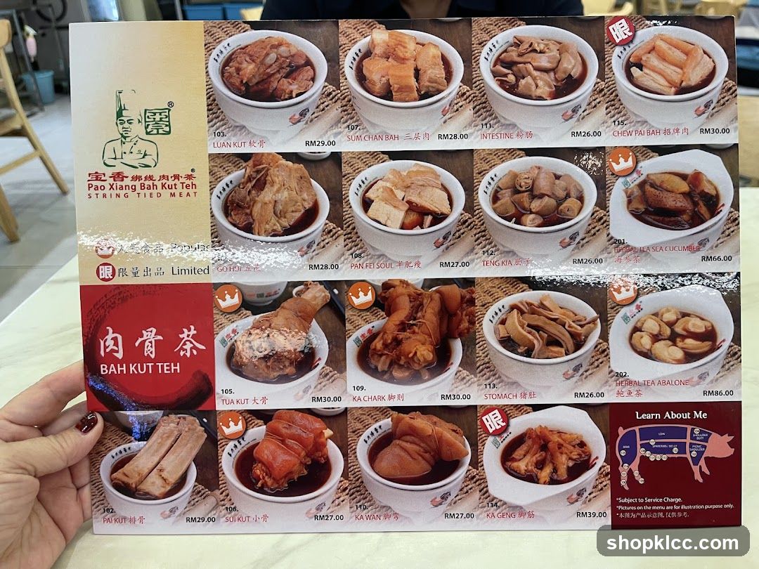 Pao Xiang Bah Kut Teh Menu