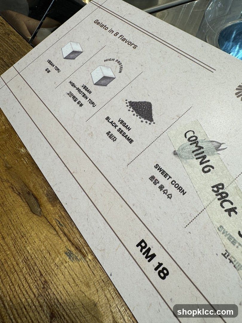 Gelato Menu