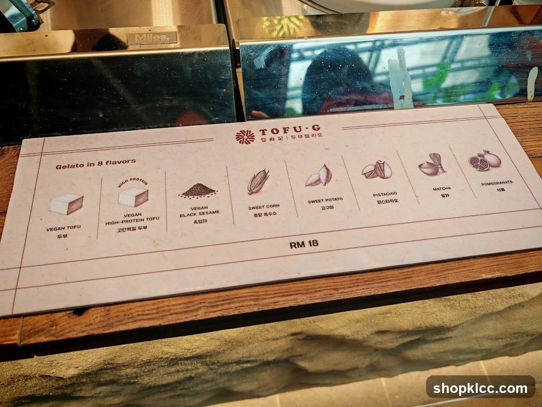 TOFU G Gelato Menu