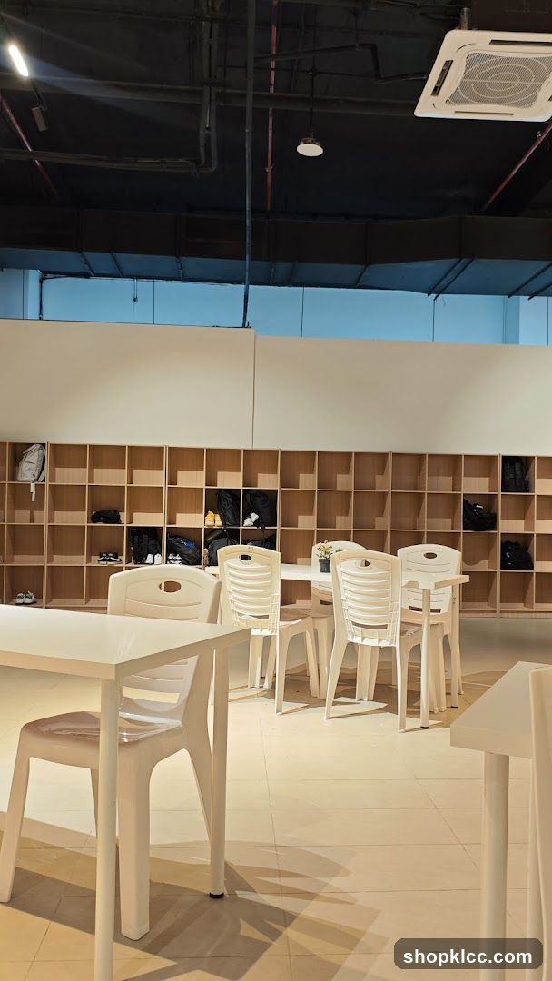 Empty Dining Area with Lockers