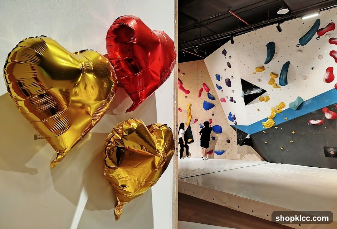 Heart Balloons and Climbing Wall