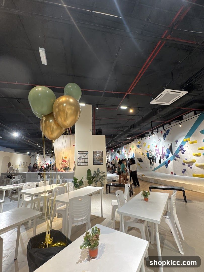 Indoor Climbing Gym with Seating Area