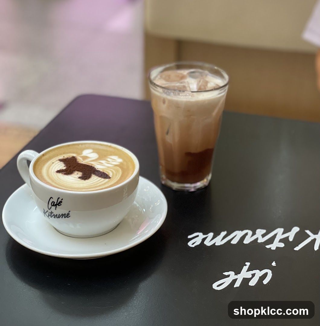 Latte art and iced coffee
