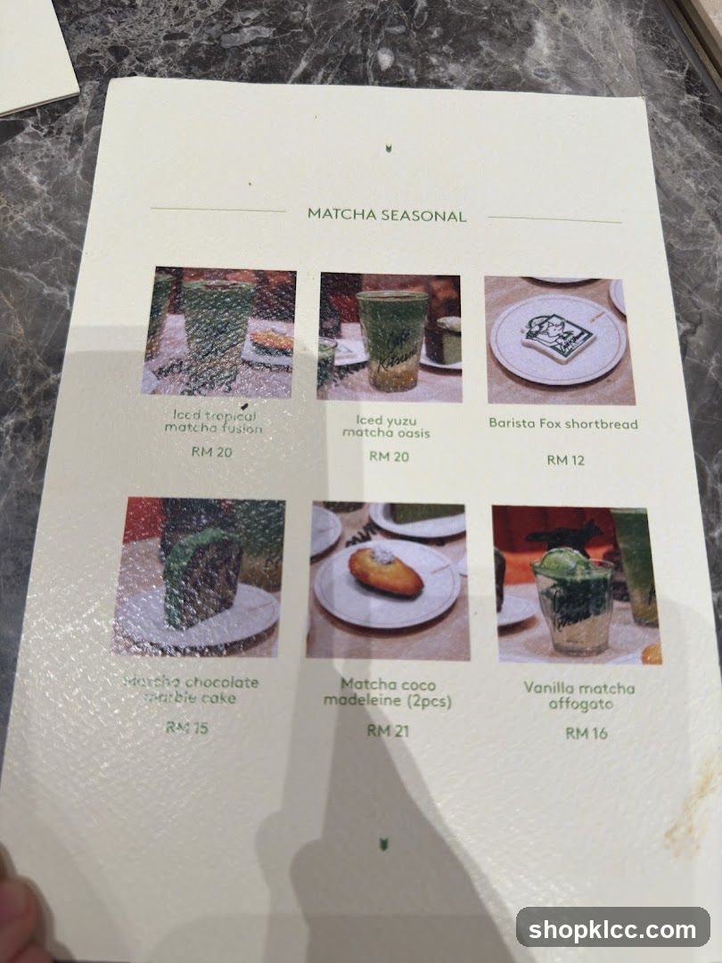 Matcha Seasonal Menu