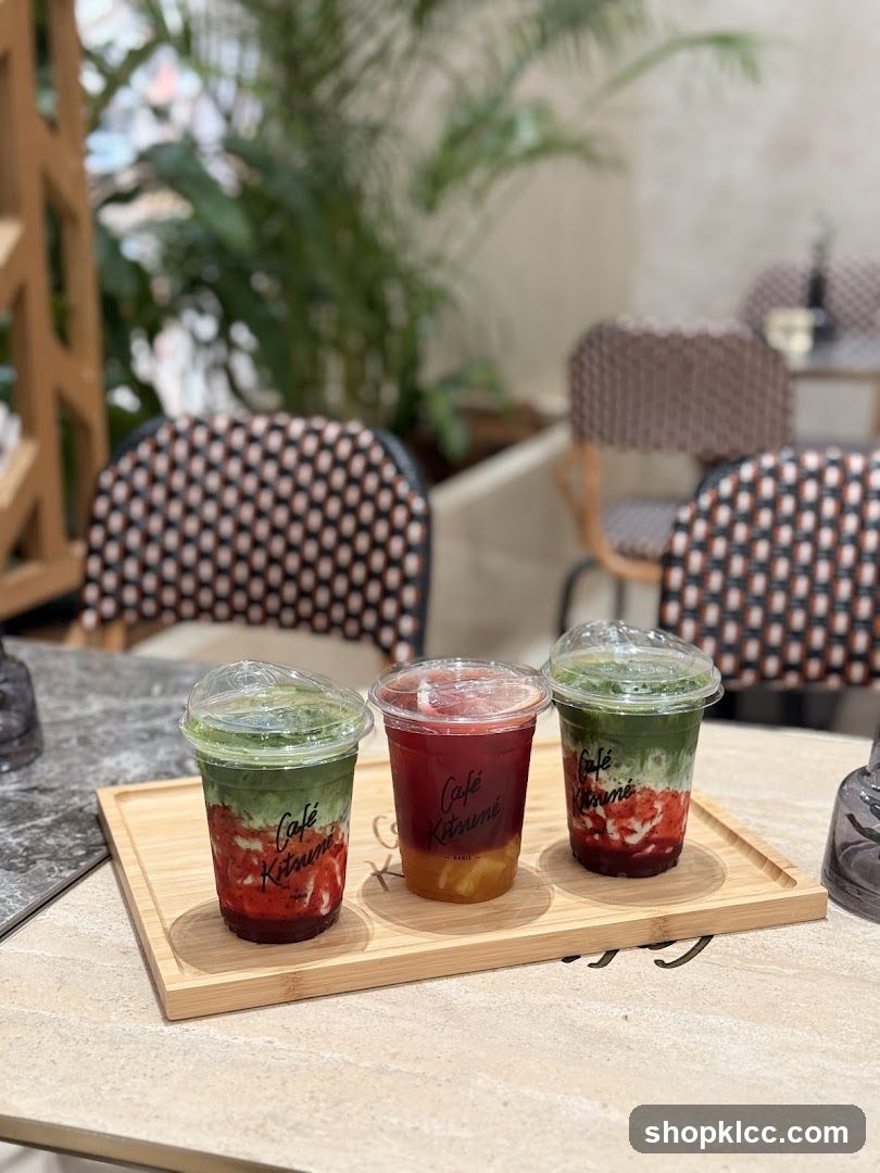 Three Iced Drinks on a Tray
