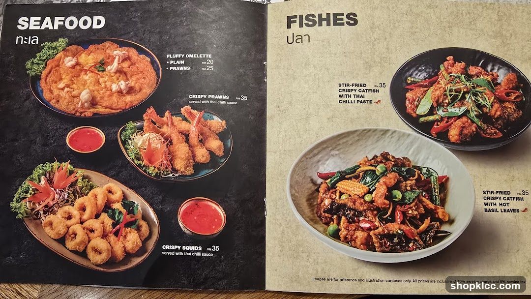 Seafood and Fishes Menu
