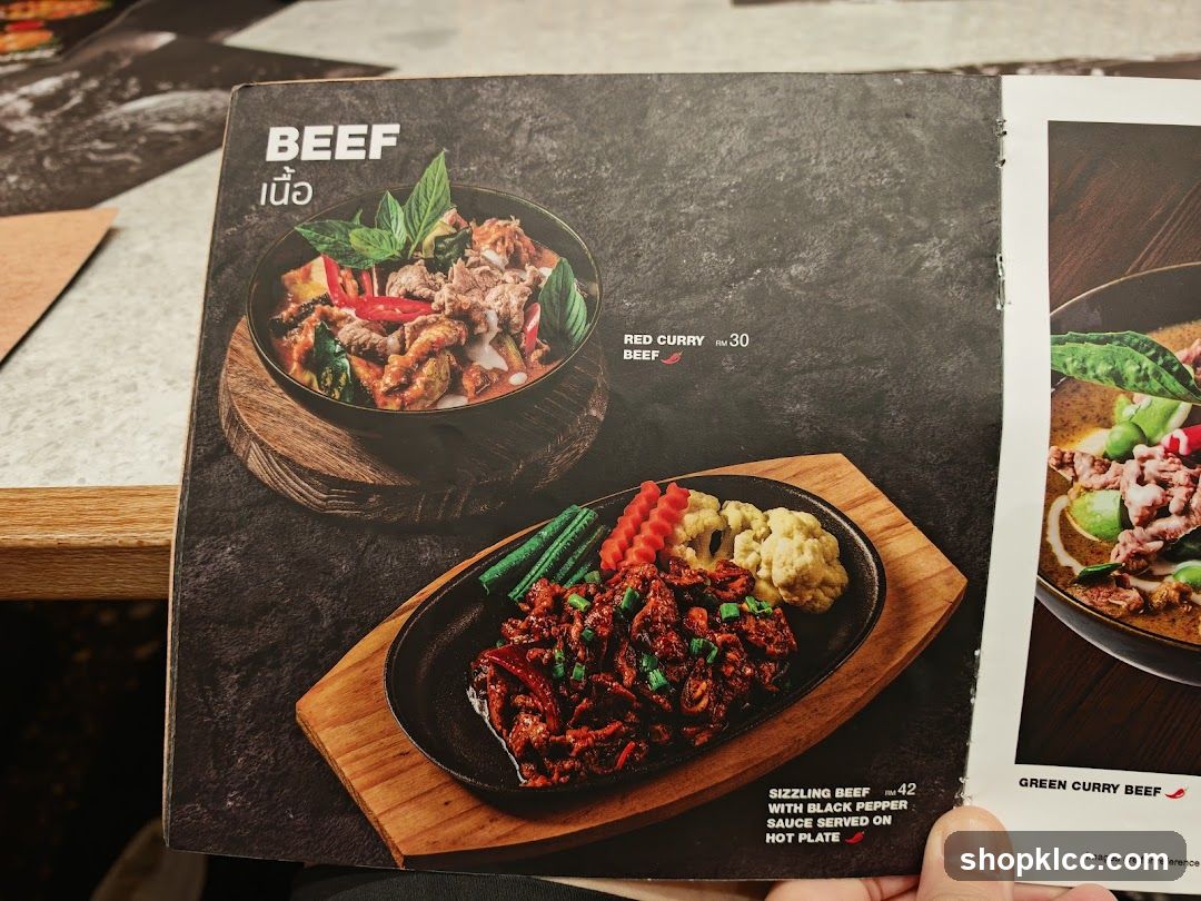 Beef Menu