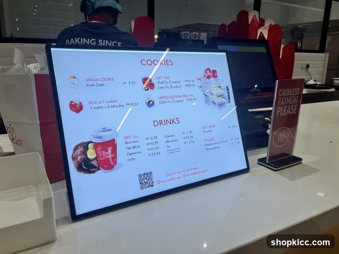 Ben's Cookies Menu