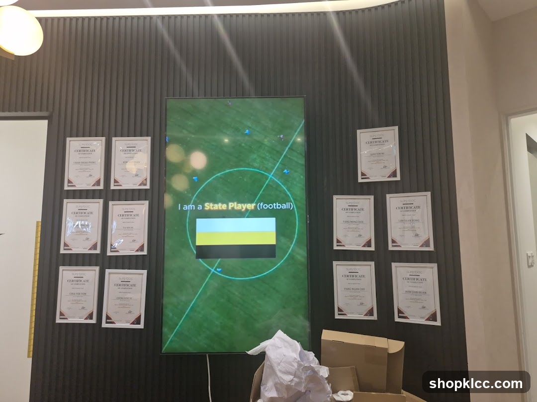Certificates and Football Game Display