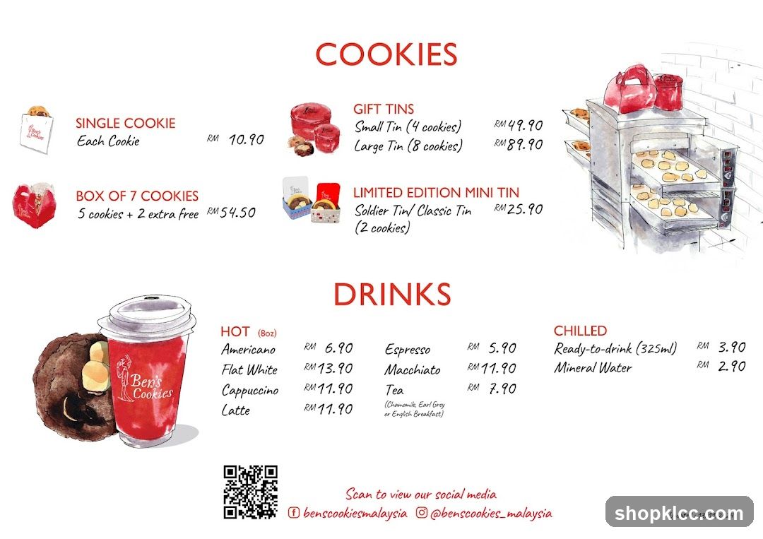 Cookies and Drinks Menu