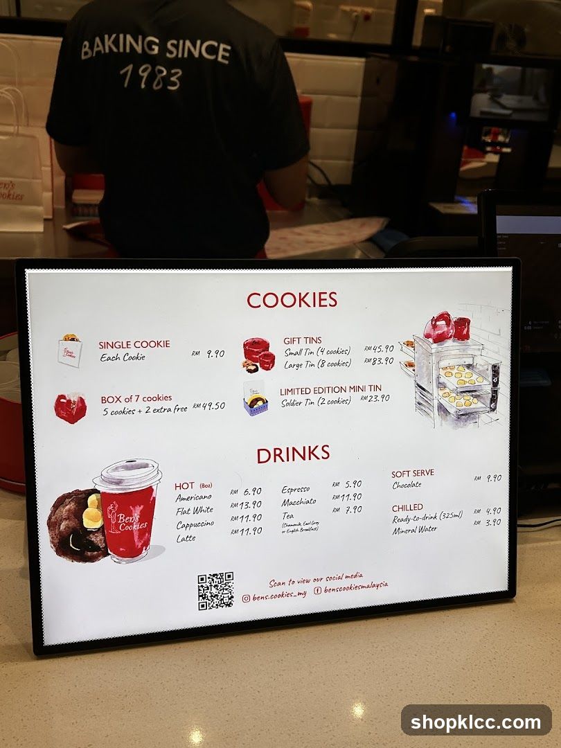Cookies and Drinks Menu