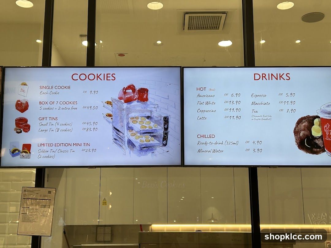 Cookies and Drinks Menu