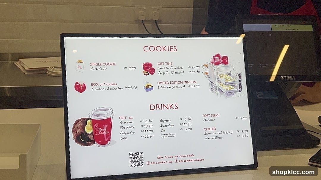 Ben's Cookies Menu