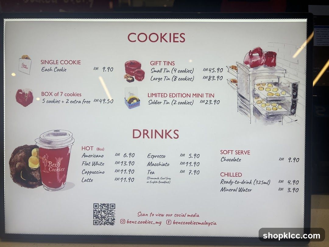 Ben's Cookies Menu