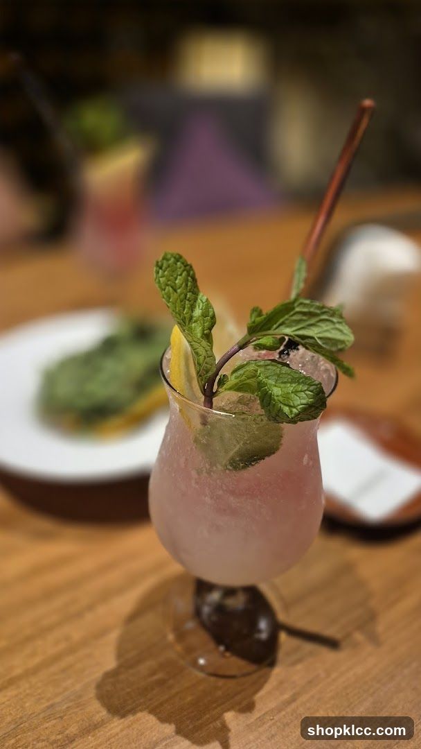 Pink Cocktail with Mint and Lemon