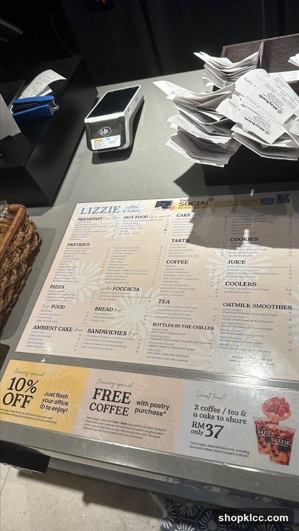 LIZZIE Coffee & Bakes Menu