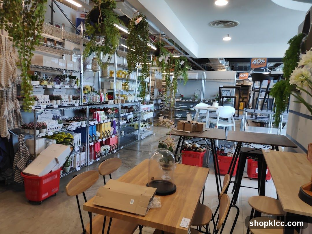 Store Interior with Shelving and Tables