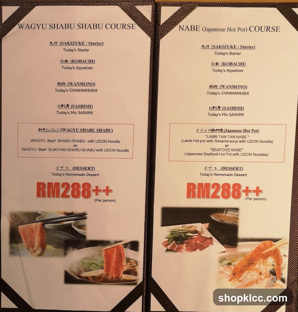 WAGYU SHABU SHABU COURSE & Nabe (Japanese Hot Pot) COURSE