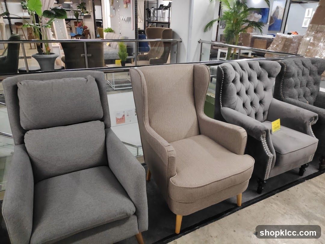 Upholstered Armchairs in a Showroom